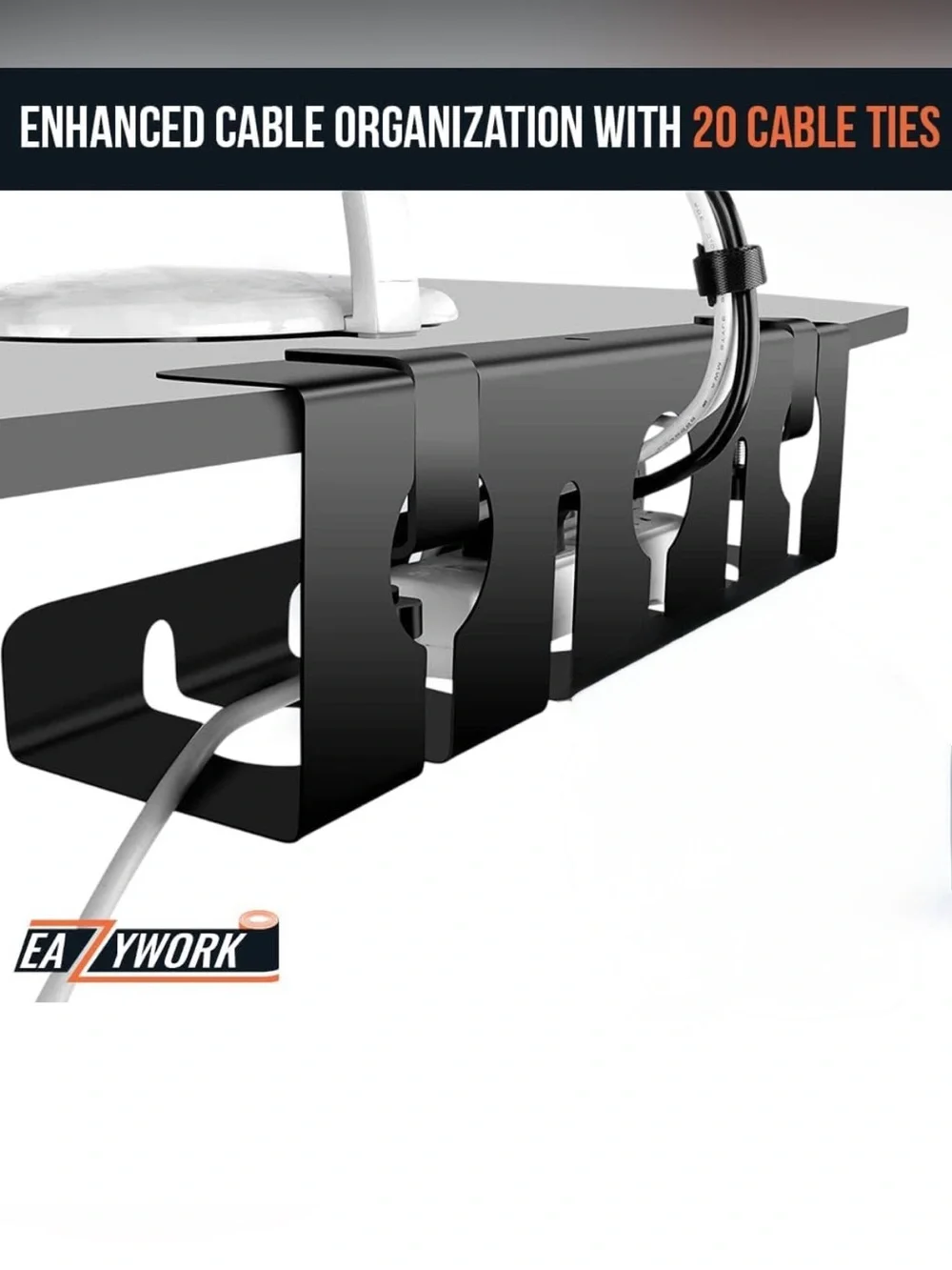 15.75” Under Desk Cable Management Tray Wire Organizer Basket Storage Black NEW